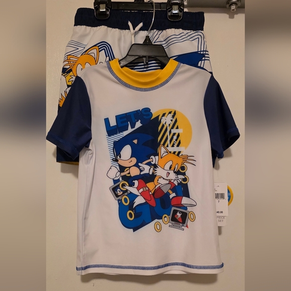 Kids' Sonic the Hedgehog Swim Trunks Set - Blue and White - Picture 1 of 6